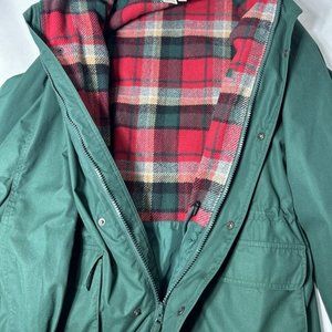 Vintage Eddie Bauer Wool Plaid Flannel Lined Full Zip Parka Jacket Men's XL